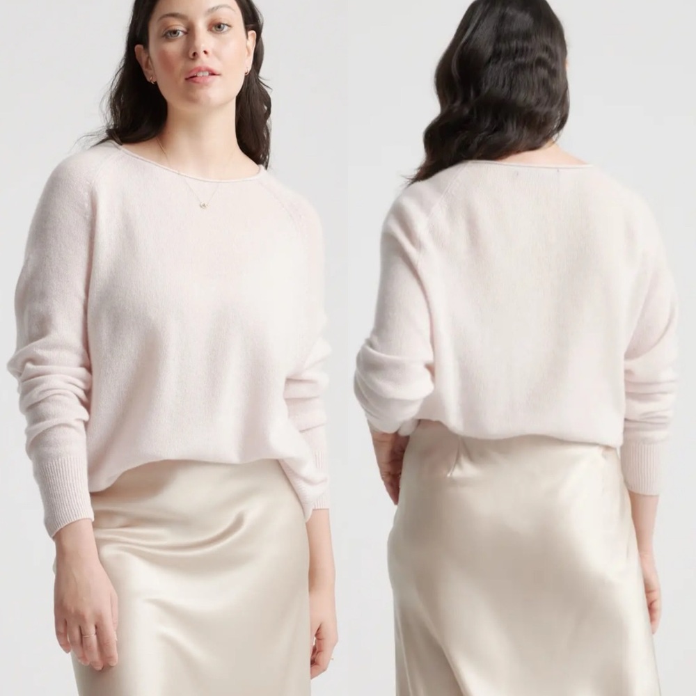 Quince Mongolian Cashmere Boatneck Sweater Minimal Pink lightweight